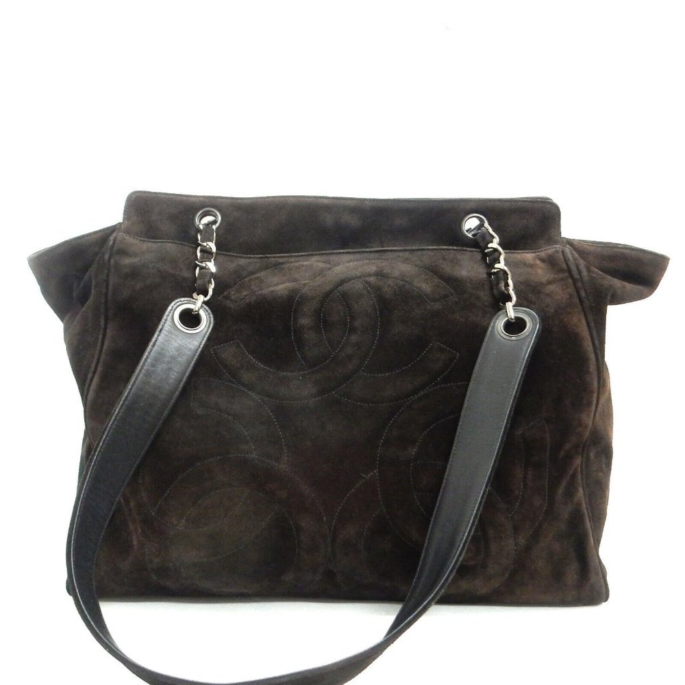 Chanel Brown Suede Tote Shoulder Bag!! Stunning! - Picture 2 of 10
